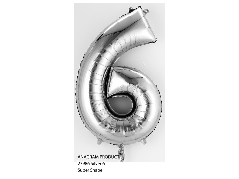 MINISHAPE NUMBERO 6 SILVER CM 40 1PZ