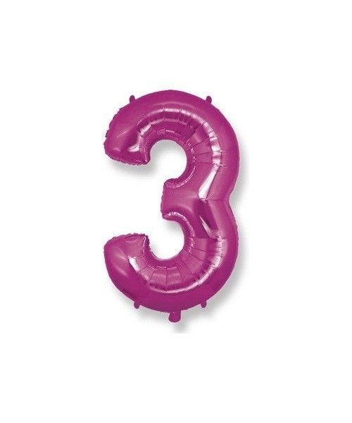NUMERO "3 " MINI FUXIA 18CM 2