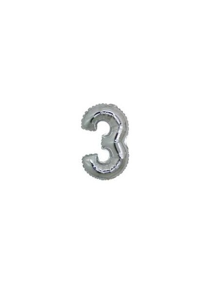 NUMERO MYLAR MINI SILVER 3 CM.18