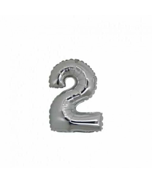 NUMERO MYLAR MINI SILVER N.2 CM. 18 2