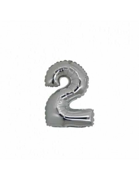 NUMERO MYLAR MINI SILVER N.2 CM. 18