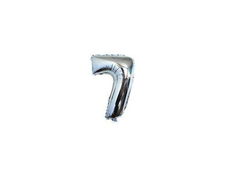 PALL. MYLAR NUMERO 7 SILVER H. 18CM 7