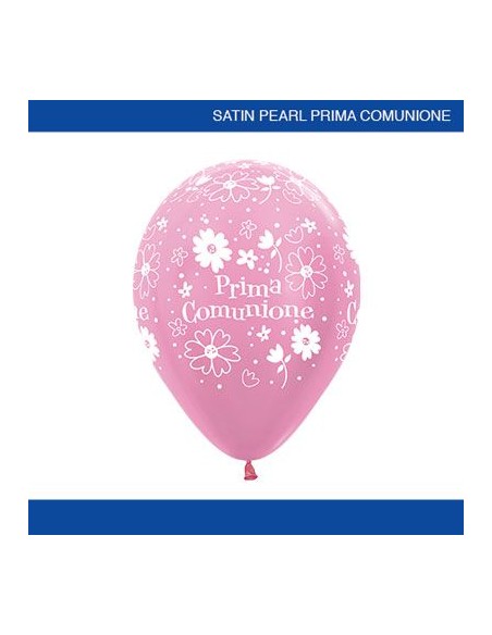 PALLONE LATTICE 12" ROSA PERL 1° COMUNIONE FIORI PZ.50
