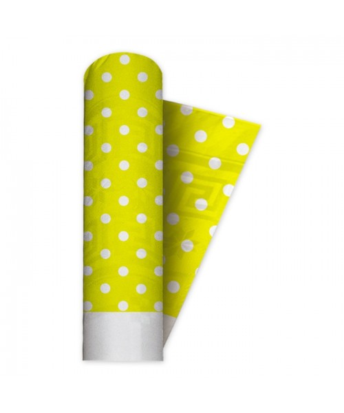 TOVAGLIA DAMASCATA MT.120X5 POIS GIALLO