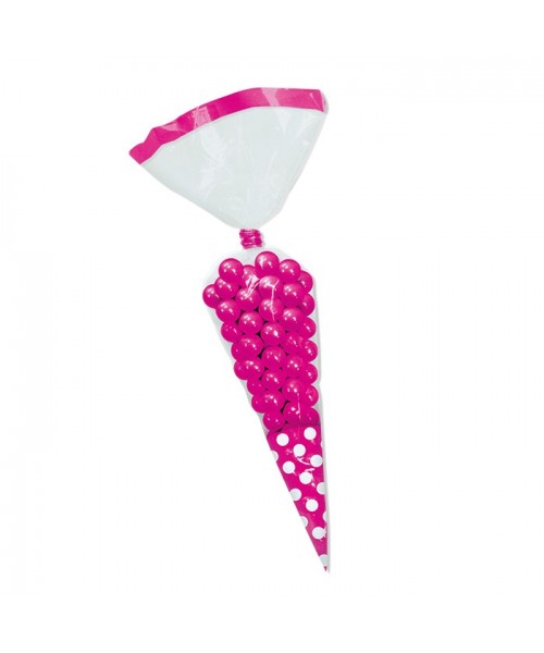 10 SACCHETTINI CONO POIS FUXIA