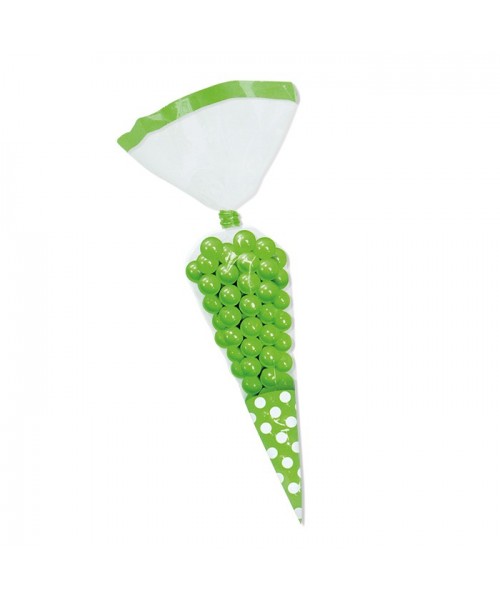 10 SACCHETTINI CONO POIS VERDE MELA