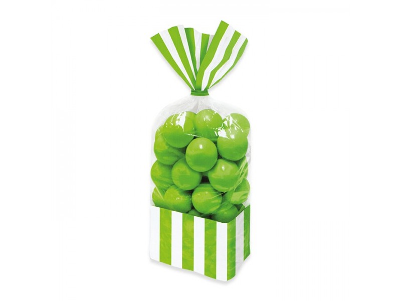 10 SACCHETTINI RETT. STRIPES VERDE 25CM