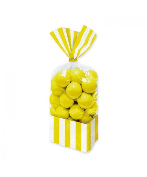 10 SACCHETTINI RETT. STRIPES GIALLO 25CM
