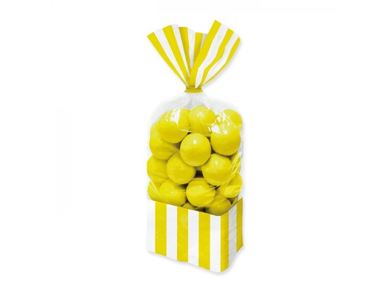 10 SACCHETTINI RETT. STRIPES GIALLO 25CM