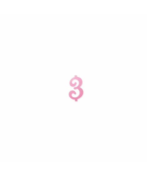 NUMERO  3  ROSA H 7 CM