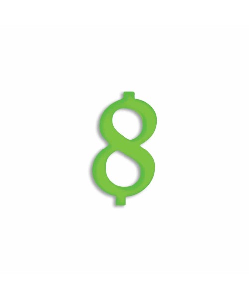 NUMERO  8  VERDE FLUO H 7 CM