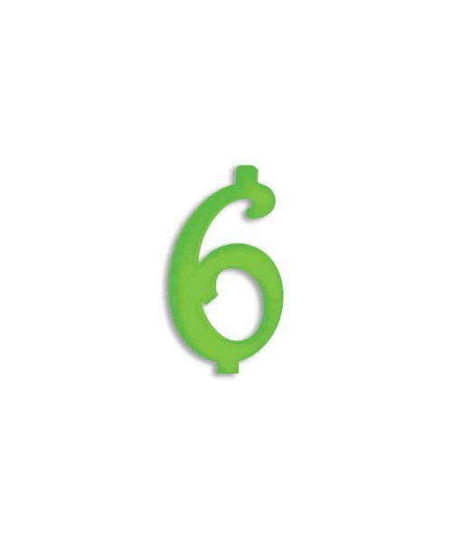 NUMERO  6  VERDE FLUO H 7 CM