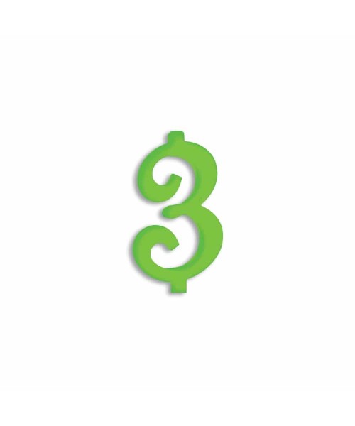 NUMERO  3  VERDE FLUO H 7 CM
