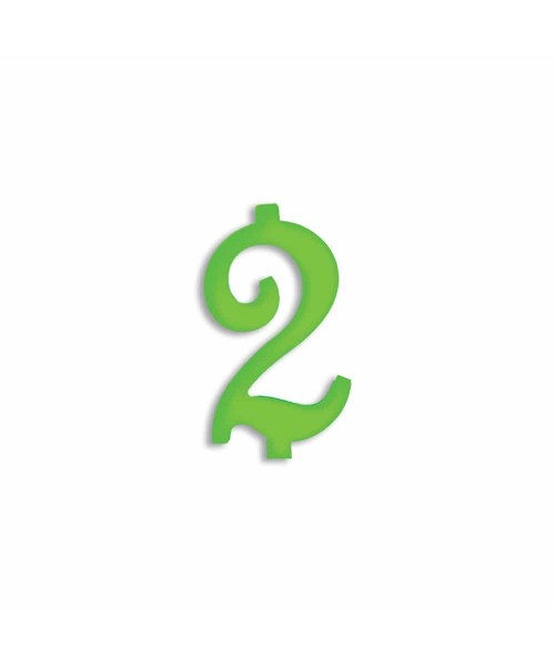 NUMERO  2  VERDE FLUO H 7 CM