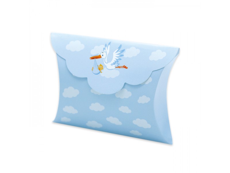 25 SCAT. BUSTA CICOGNA CELESTE CM.10X8X3 - L'Officina delle