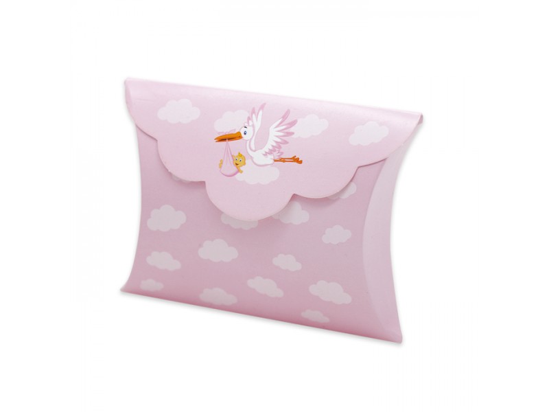 25 SCAT. BUSTA CICOGNA ROSA CM.10X8X3 - L'Officina delle feste