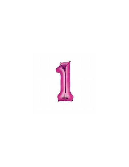 PALLONE NUMERO MYLAR MINI 1 FUCSIA CM. 18 - L'Officina delle