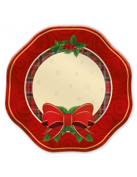 8 PIATTI CM.27 CHRISTMAS RIBBON - L'Officina delle feste