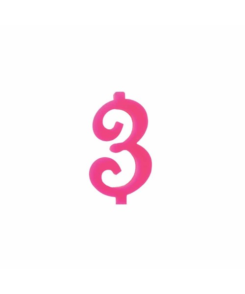 NUMERO  3  FUCSIA  H 7 CM