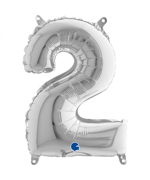 NUMERO MYLAR MEDIO SILVER 2 CM.35 - L'Officina delle feste