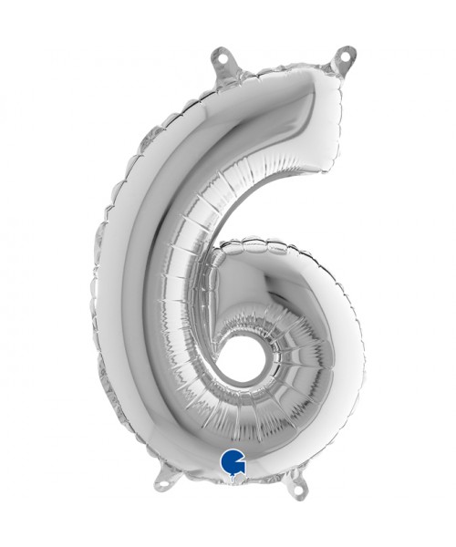 NUMERO MYLAR MEDIO SILVER 6 CM. 35 - L'Officina delle feste