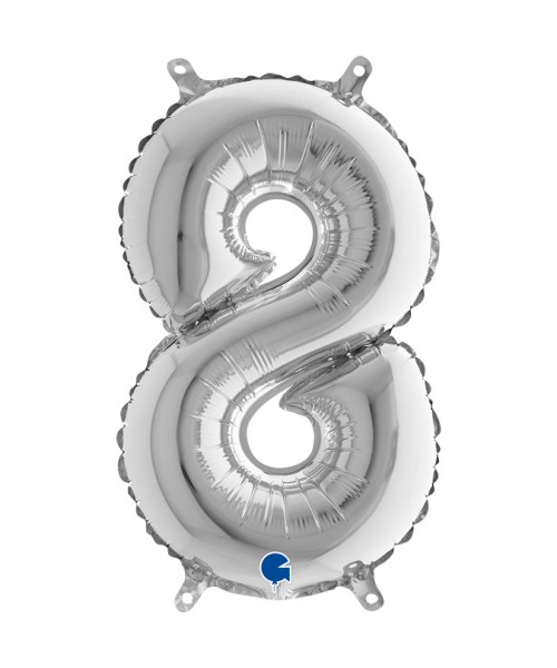 NUMERO MYLAR MEDIO SILVER 8 CM. 35 - L'Officina delle feste