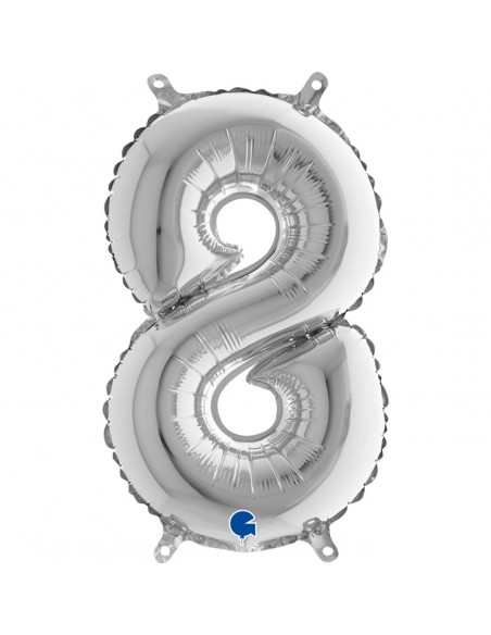 NUMERO MYLAR MEDIO SILVER 8 CM. 35 - L'Officina delle feste
