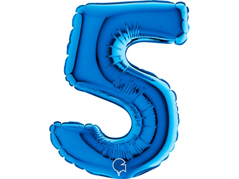 PALLONE NUMERO MYLAR MINI 5 BLU CM. 18 - L'Officina delle feste