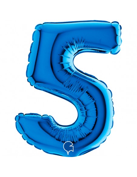 PALLONE NUMERO MYLAR MINI 5 BLU CM. 18 - L'Officina delle feste