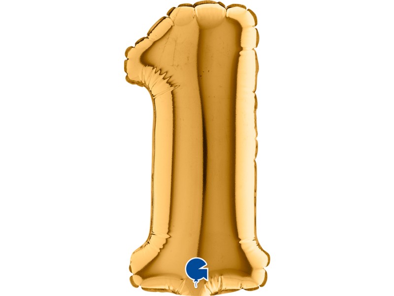 PALLONE NUMERO MYLAR MINI 1 ORO H.18CM - L'Officina delle feste