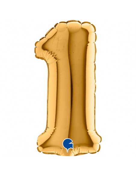 PALLONE NUMERO MYLAR MINI 1 ORO H.18CM - L'Officina delle feste
