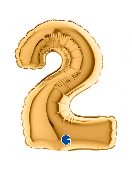 PALLONE NUMERO MYLAR MINI 2 ORO CM. 18 - L'Officina delle feste