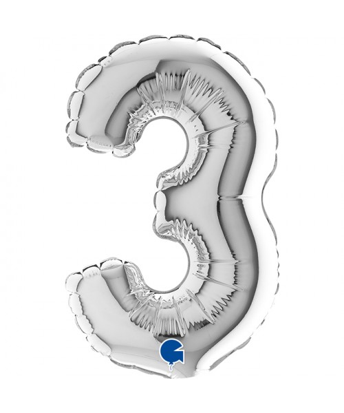 NUMERO MYLAR MINI SILVER 3 CM.18 2