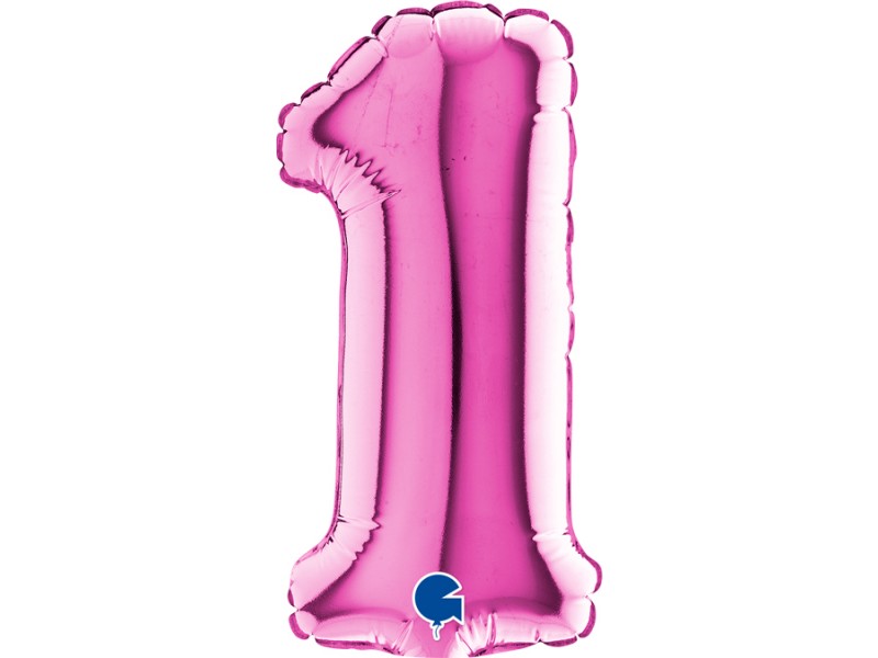 PALLONE NUMERO MYLAR MINI 1 FUCSIA CM.18 - L'Officina delle