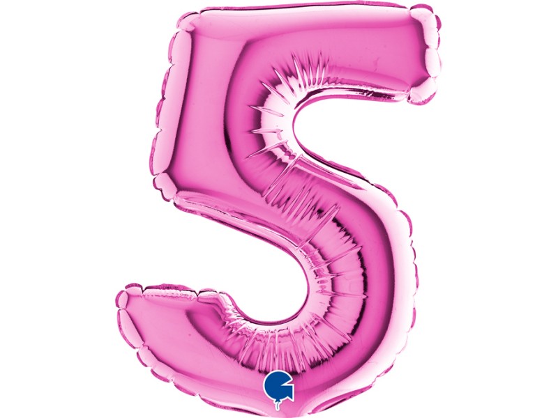 PALLONE NUMERO MYLAR MINI 5 FUCSIA CM. 18 - L'Officina delle