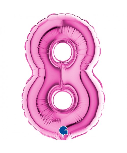 PALLONE NUMERO MYLAR MINI 8 FUCSIA CM. 18 - L'Officina delle