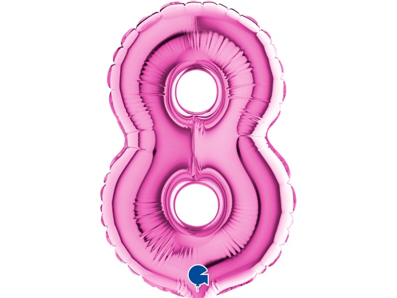 PALLONE NUMERO MYLAR MINI 8 FUCSIA CM. 18 - L'Officina delle