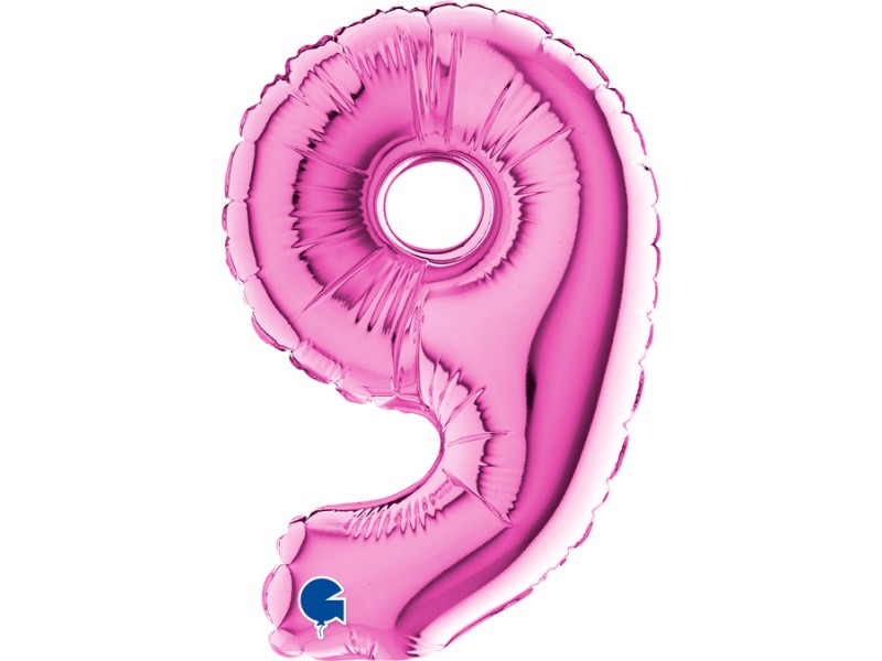 PALLONE NUMERO MYLAR MINI 9 FUCSIA CM.18 - L'Officina delle