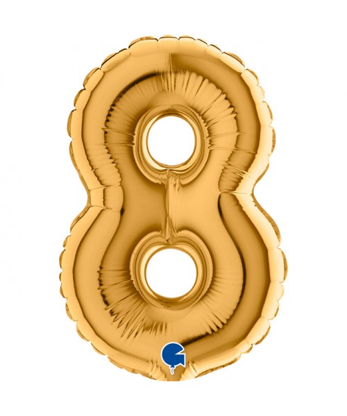 PALLONE NUMERO MYLAR MINI 8 ORO CM. 18 - L'Officina delle feste
