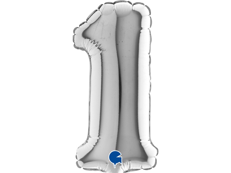 PALLONE NUMERO MYLAR MINI 1 ARGENTO CM. 18 - L'Officina delle