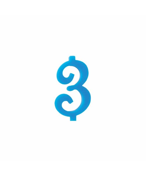NUMERO  3  CELESTE  H 7 CM
