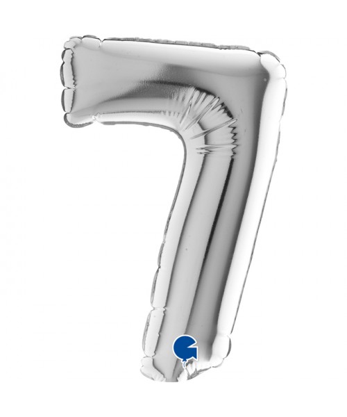 PALL. MYLAR NUMERO 7 SILVER H. 18CM 7 2