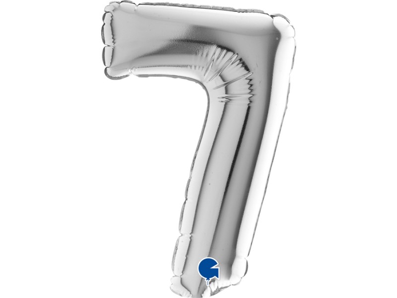 PALLONE NUMERO MYLAR MINI 7 ARGENTO CM. 18 - L'Officina delle