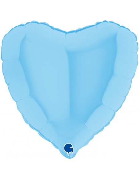 PALLONE CUORE MYLAR 18" CELESTE PASTELLO 45CM - L'Officina