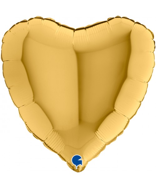 PALLONE CUORE MYLAR 18" ORO GOLD 45CM - L'Officina delle feste