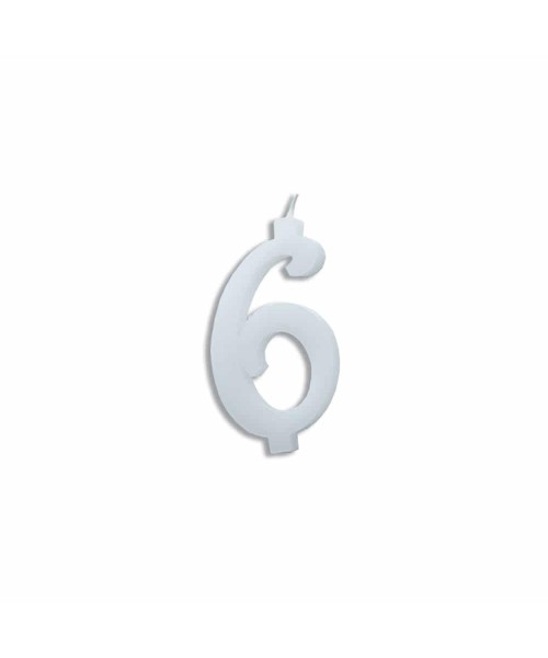 NUMERO  6  BIANCO H 7 CM