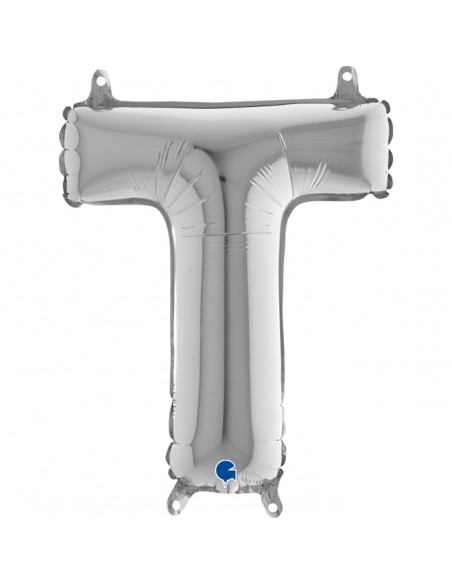 PALLONE MYLAR LETTERA " T " ARGENTO 35CM - L'Officina delle