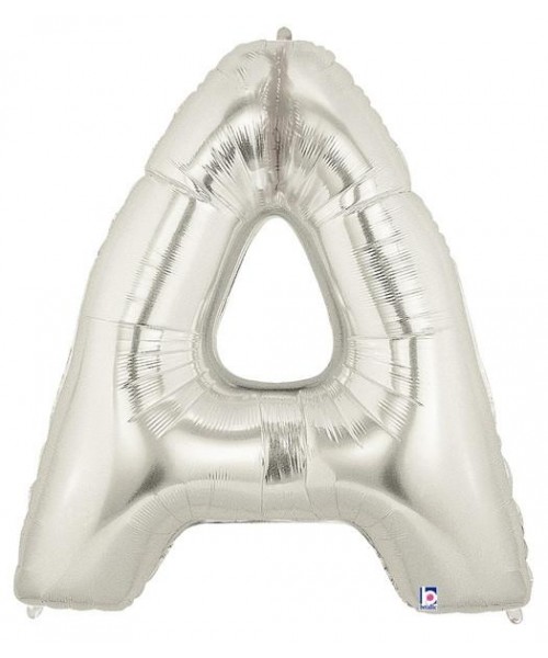 PALLONE MYLAR MEGA LETTERA "A" ARGENTO 102CM - L'Officina delle