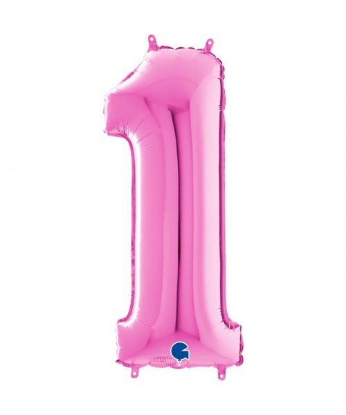 PALLONE MYLAR MEGA NUMERO N. 1 FUCSIA 102CM - L'Officina delle