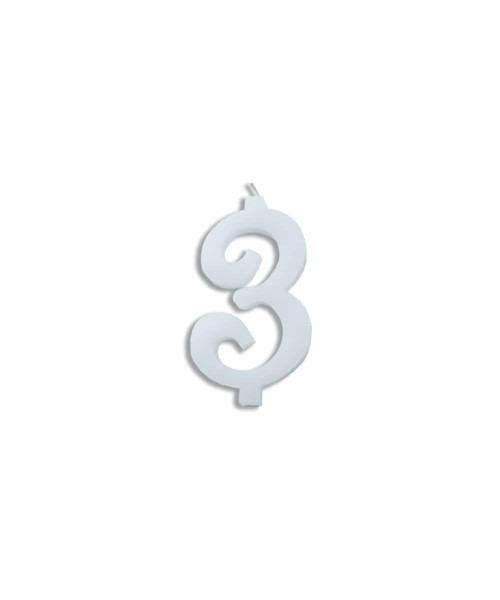 NUMERO  3  BIANCO H 7 CM
